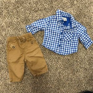 Genuine Baby by Oshkosh gingham and khaki set